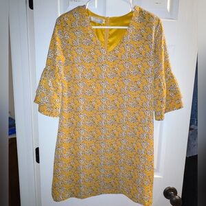 Yellow Floral Shift Dress XS